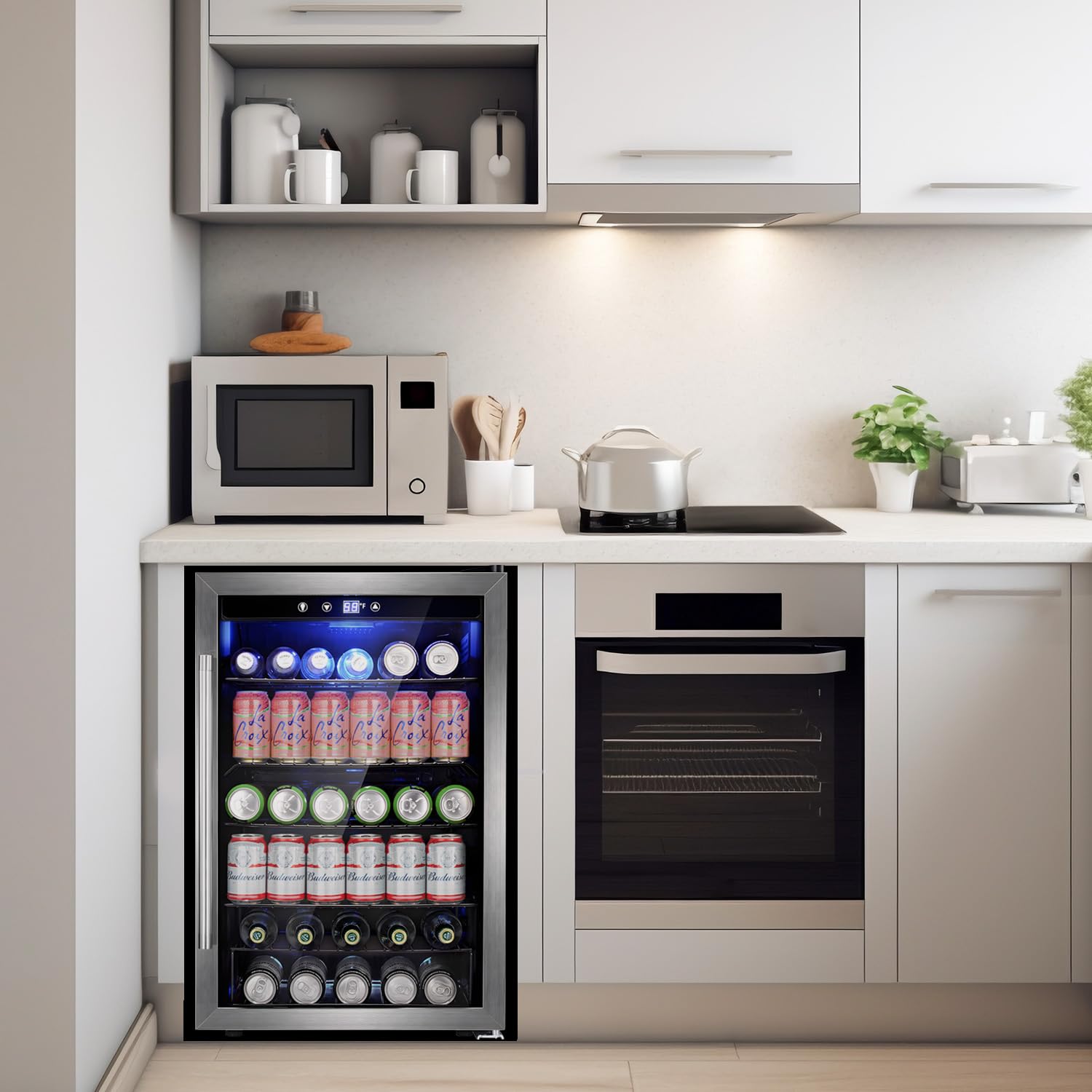 antarctic star beverage 4.4cu.ft refrigerator cooler -145 can mini fridge glass door for soda beer or wine, small drink dispenser, for home office or bar.