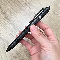 Vista 5 de Bolígrafo de acción de perno de aluminio con lado de tungsteno para EDC Pocket Color Negro con 3 recambios adicionales en caja de regalo (LA007)