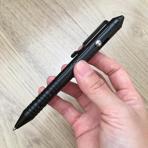 Miniatura 5 de Bolígrafo de acción de perno de aluminio con lado de tungsteno para EDC Pocket Color Negro con 3 recambios adicionales en caja de regalo (LA007)