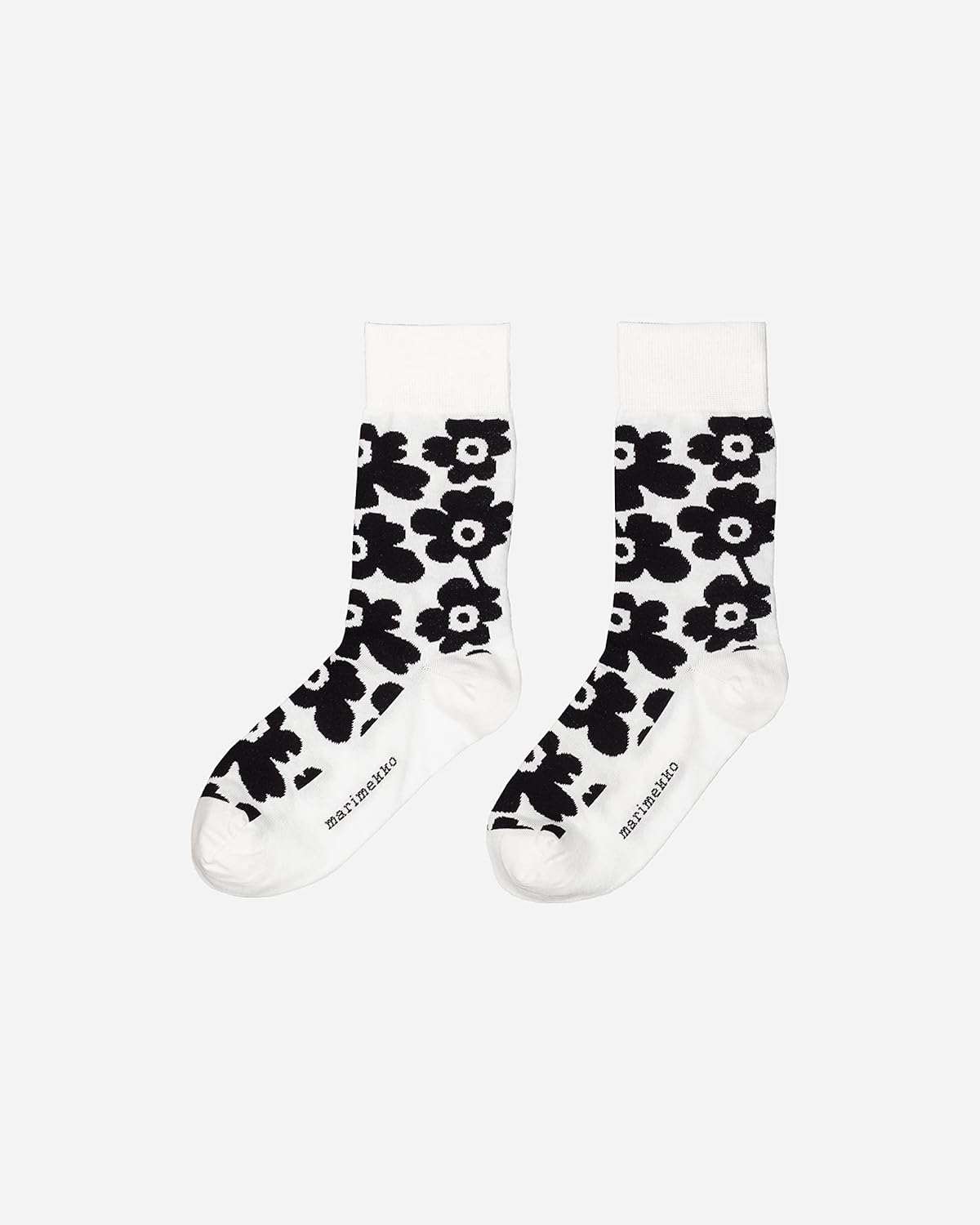 MARIMEKKO Kirmalla Unikko Cotton Socks for Women and Men (Black) – Floral Socks to Include in your Wardrobe Essentials (One Pair)