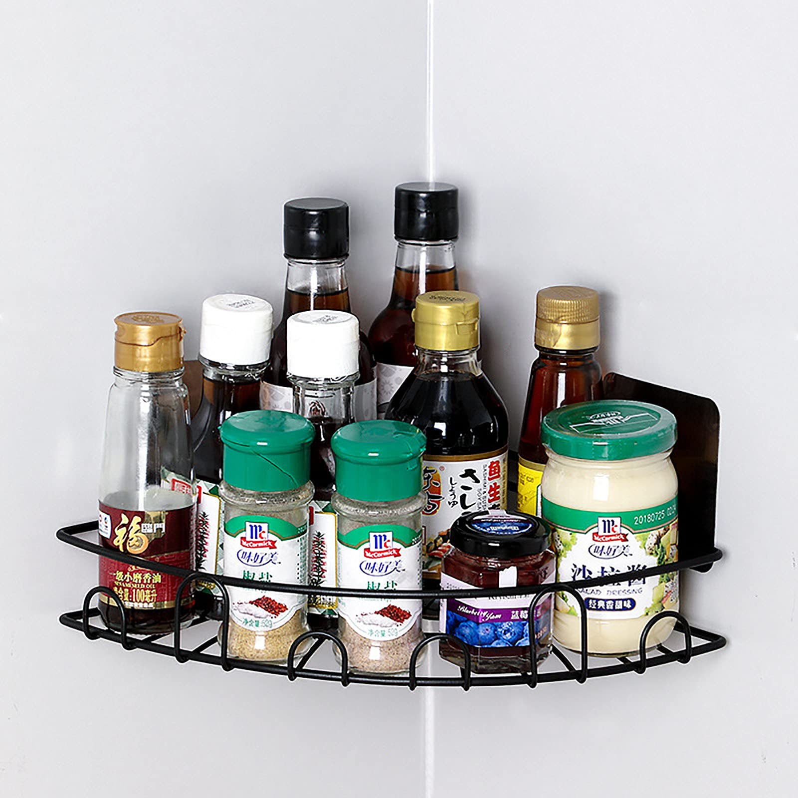 exquisitos estantes de baño Estante de Ducha baño Esquina Organizador de Ducha Estante de Almacenamiento sin perforación Estante doméstico para baño y Cocina/Negro