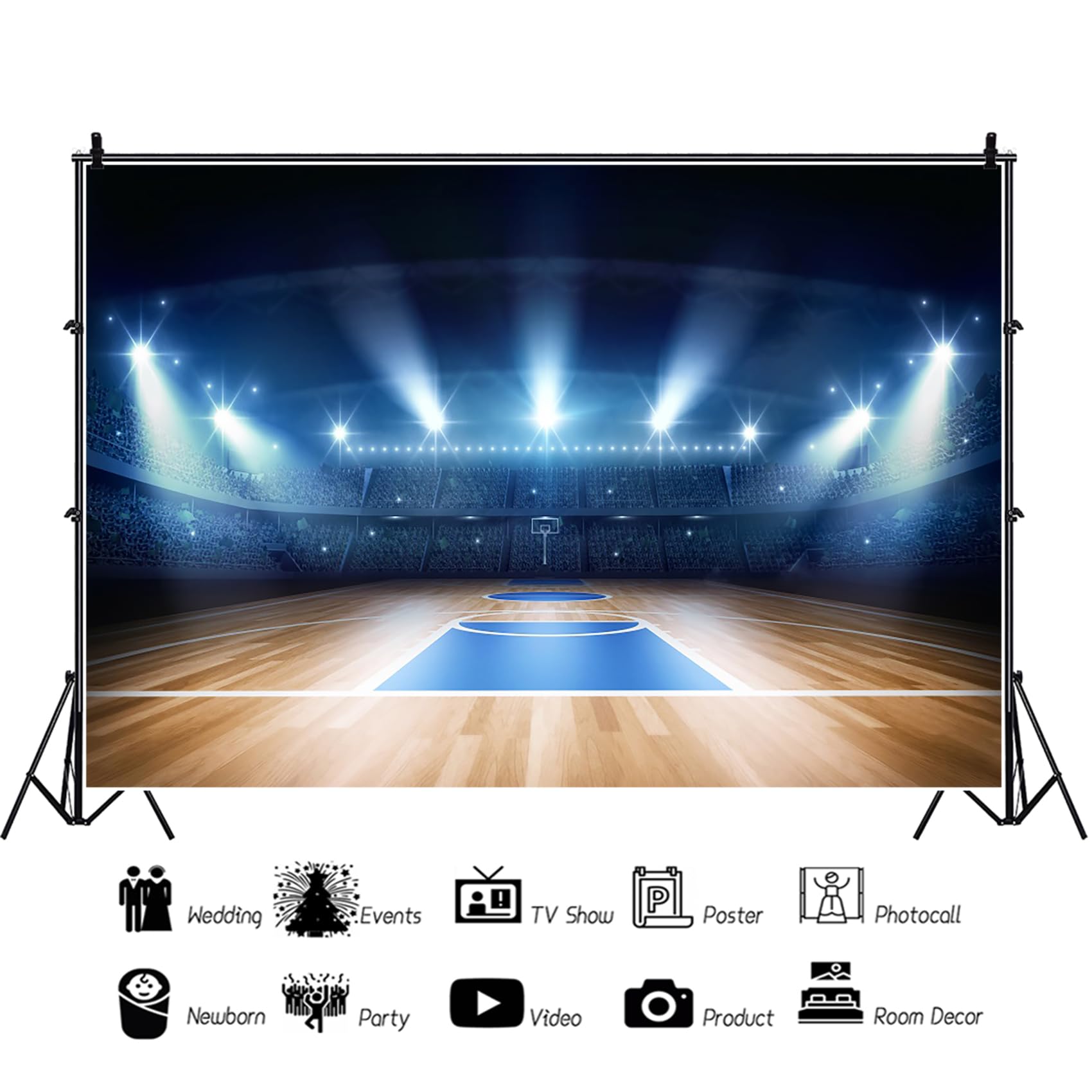 Baocicco Fotohintergrund 3 X 2,5 M – Basketball-Stadion Design | Vinyl, Lichtabsorbierend | Für Studio, Feiern, Film