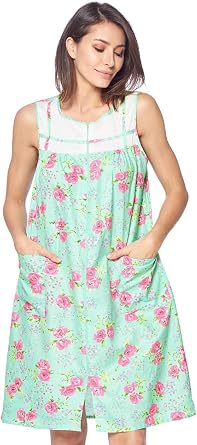 Casual Nights Womens Zip Up House Dress Sleeveless Duster Robe Housecoat Sleep Lounger