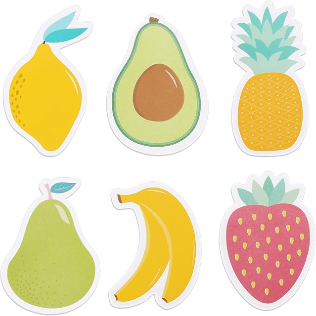 Molain Cute Sticky Notes, 6 Pack Fruit Cartoon Sticky Notes Fruit Shape Markers Flags Cartoon Large Self-Stick Memo Pads Students Home Office Roommates Gifts Tab Supplies 10 x 7 cm