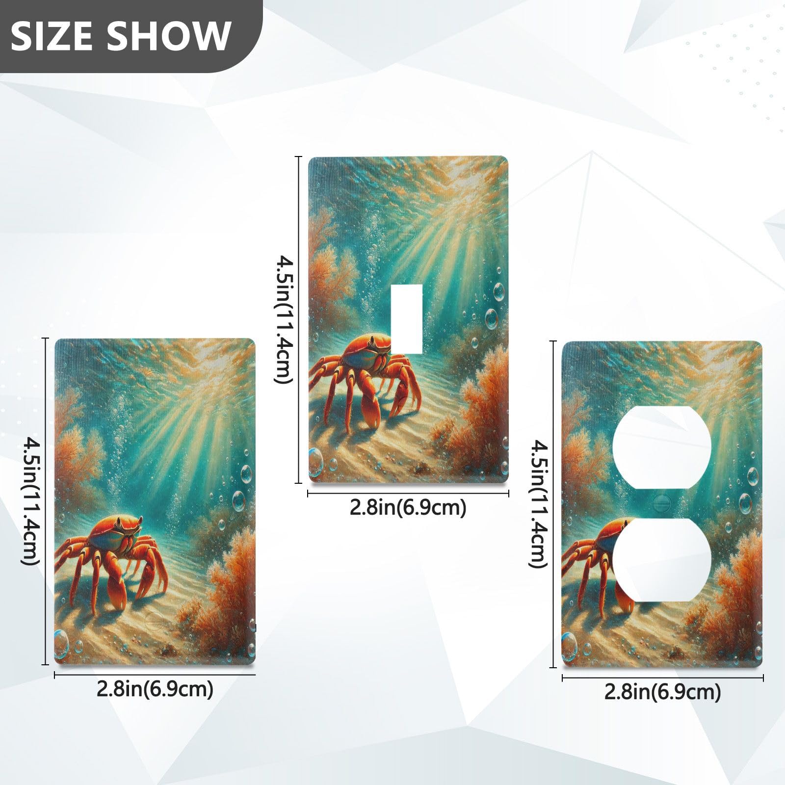 Crab Seabed Sunshine Light Switch Cover Decorative Receptacle Outlet Wall Plate Guard Plastic Wall Outlet Cover for Home Decor Room Office Bathroom (Duplex Outlets Cover)