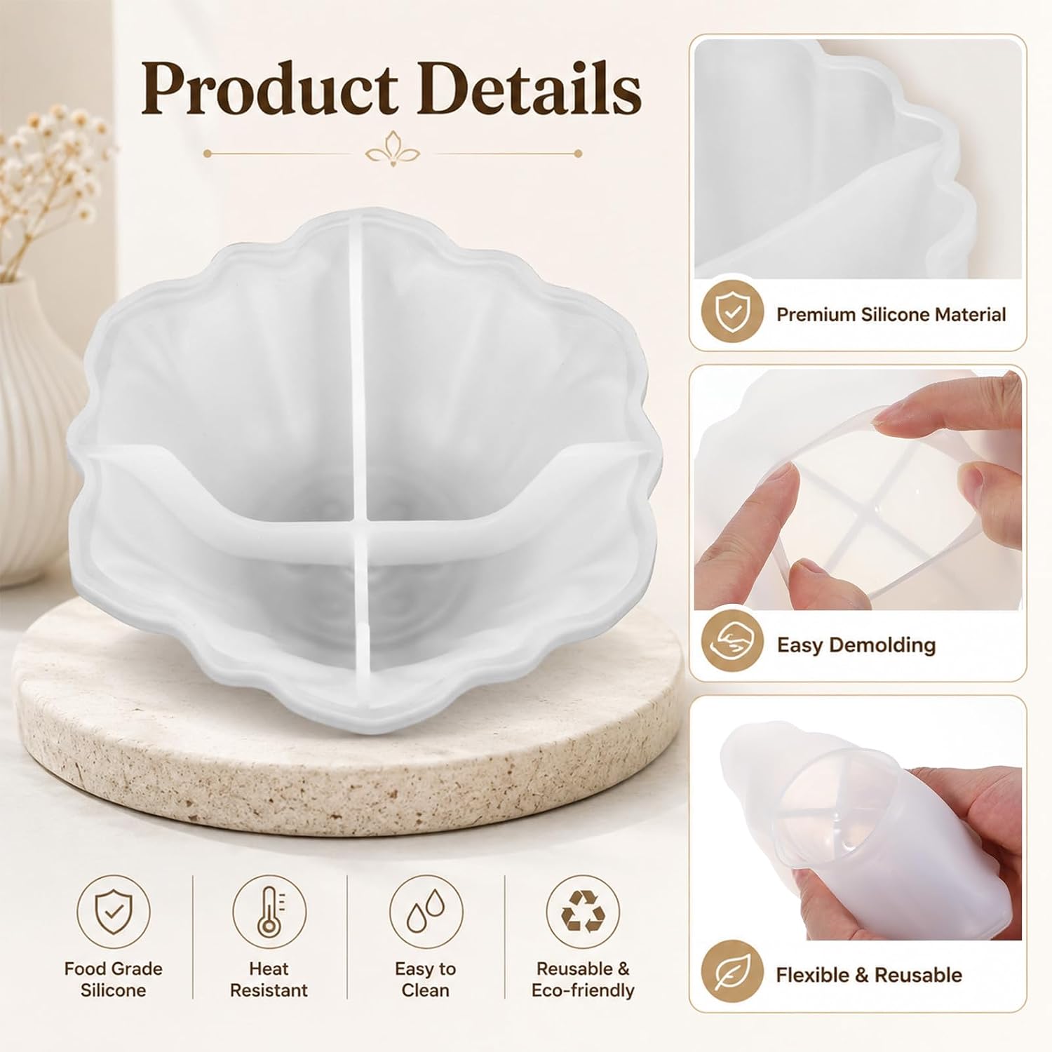 Resin Molds for Bowl, 5.1 x 1.8 inches Silicone Bowl Mold, Resin Mold Plant Tray Silicone Molds for DIY Jewelry Trinket Container Candle Holder Home Decoration Reusable