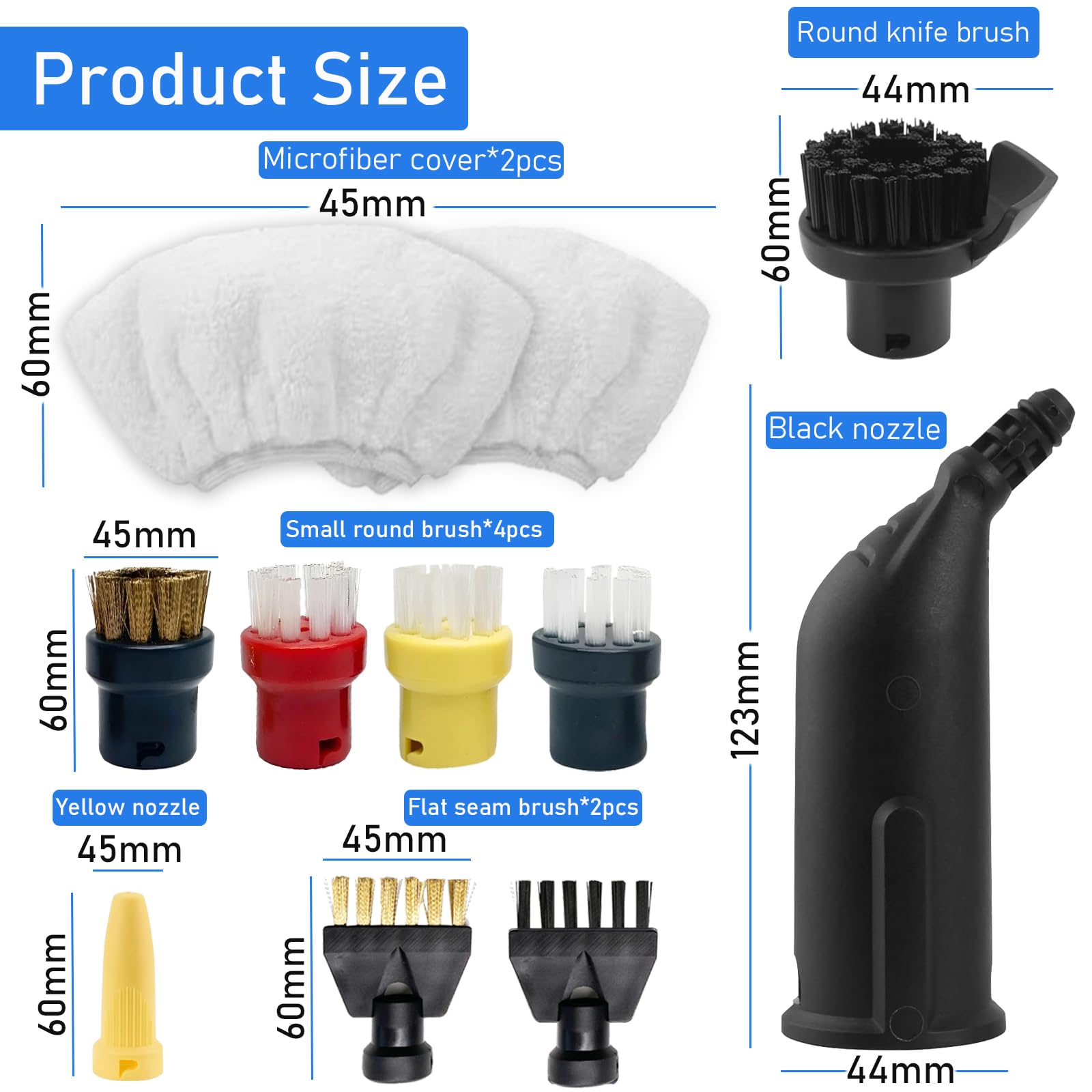 Lot de 11 accessoires de nettoyeur vapeur pour Kärcher SC1 SC2 SC3 SC4 SC5, avec brosse ronde, brosse plate, buse incurvée, brosse à vapeur manuelle | Leroy Merlin