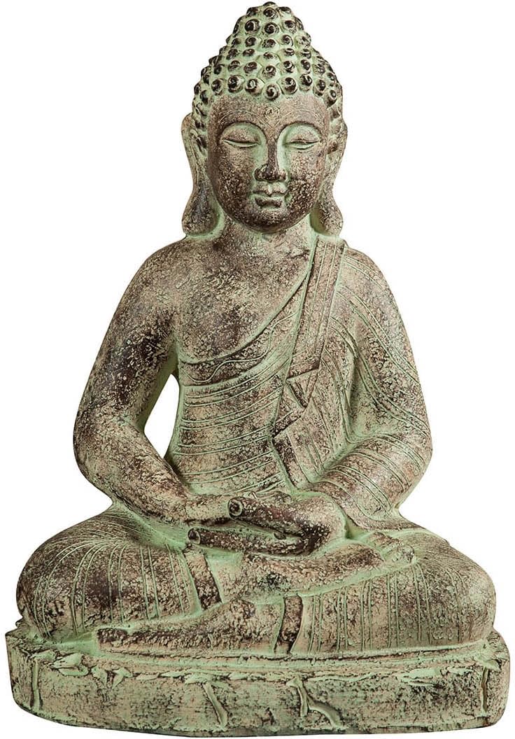 Biscottini Statua buddha 48X36X68 cm - Buddha statua in resina - Buddah da arredo color oro anticato - Statua buddha grande arredo interno ed esterno