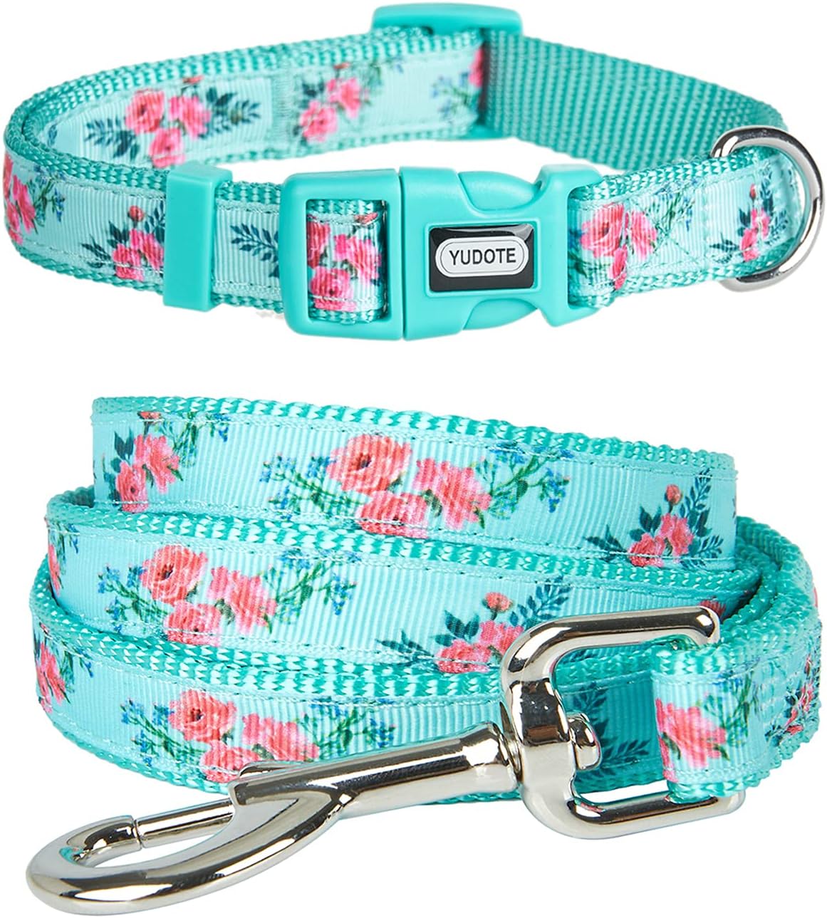 YUDOTE Floral Dog Collar and Lead Sets Medium,Strong Nylon Coller Leash