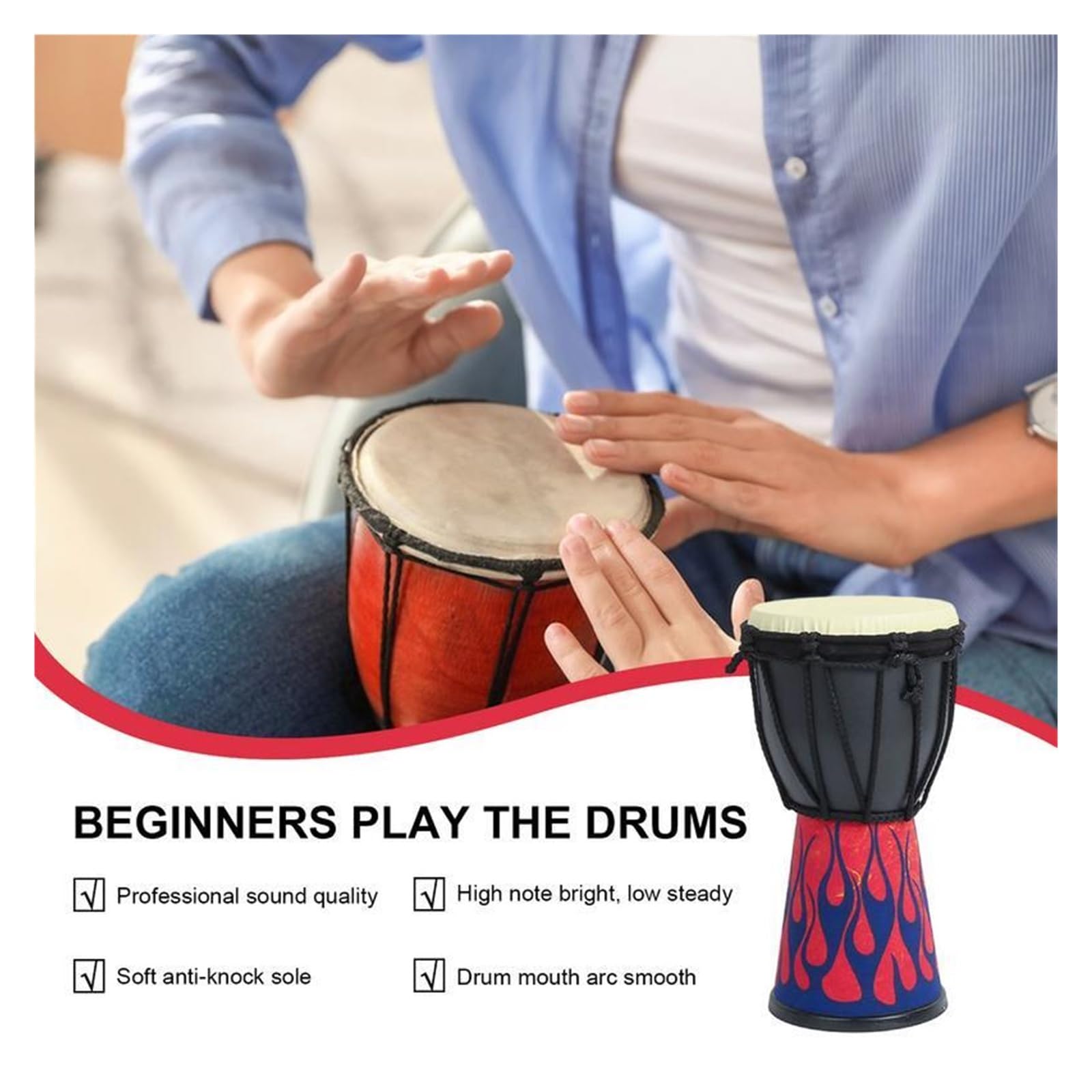 Bongos Trommeln geschnitzte Bongo Leichte handgeschnitzte professionelle for Erwachsene Anfängermusik(Color 2)