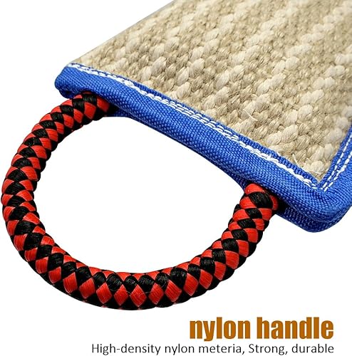 Miniatura 5 de PET ARTIST Almohada de yute resistente para perros de 9.5 x 6.5 pulgadas, con 3 asas, remolcador de yute duradero para entrenamiento de cachorros,