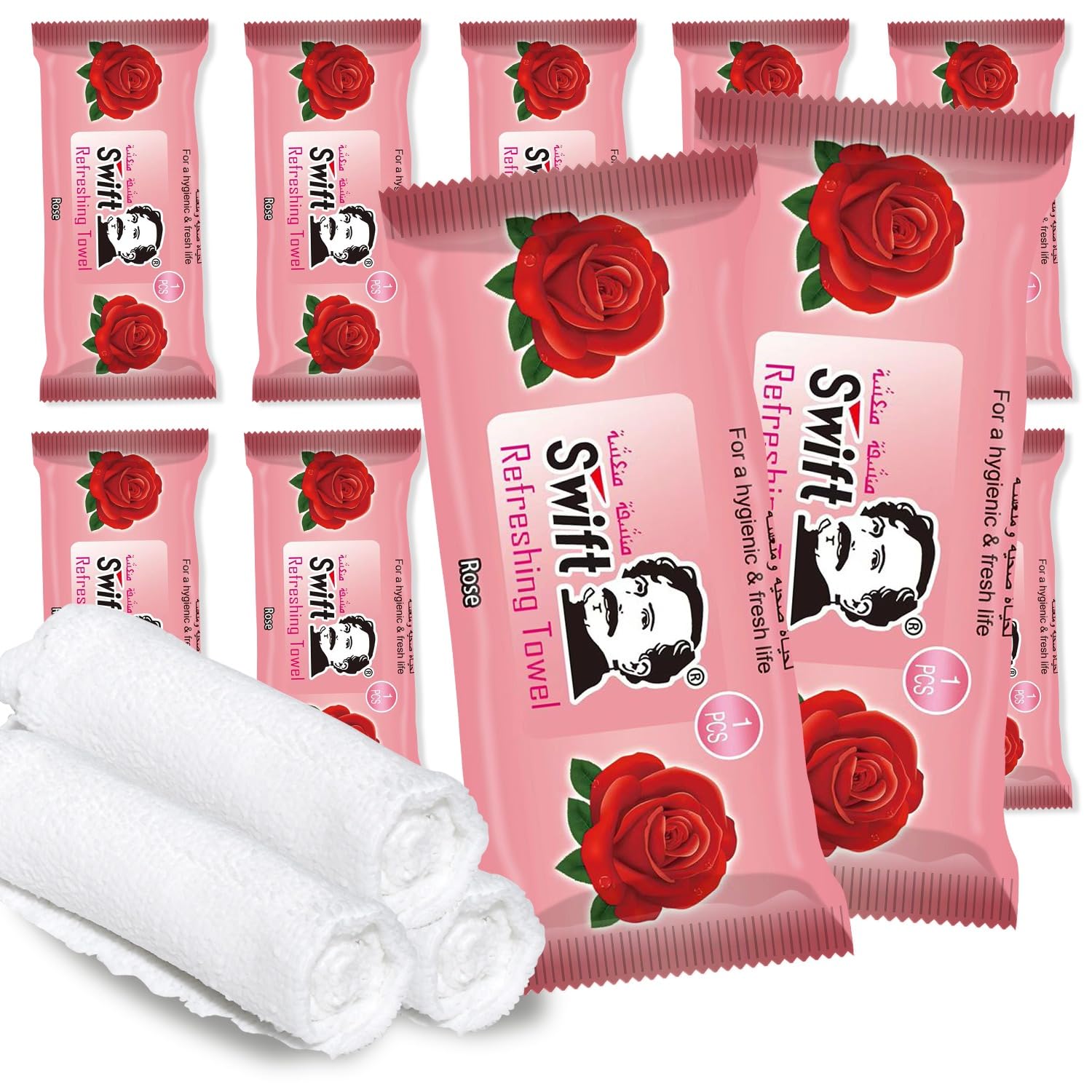 25 Pcs Cooling Refreshing Towels (23x23 cm) - Microfiber Ice Towels for Face, Soft & Breathable, Washable & Reusable for Gym, Spa, Salon, Travel, Restaurants, Hotels (Rose)