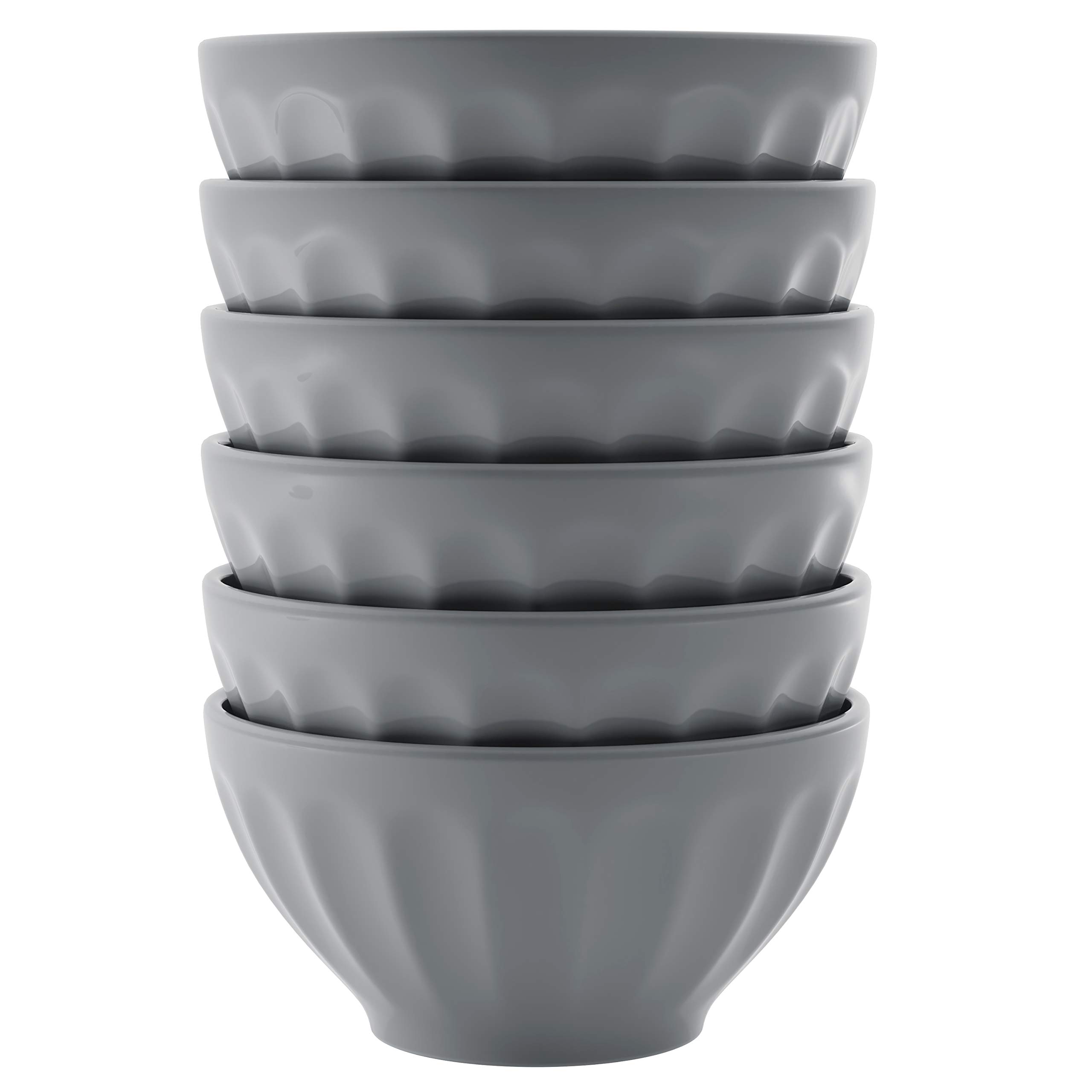 KooK Miska na płatki, miski do kuchni, zestaw 6 sztuk, ceramiczne, do zupy, makaronu, sałatki, deseru, miski obiadowe, nadają się do kuchenki mikrofalowej i zmywarki, 590 ml, (pudrowy szary)