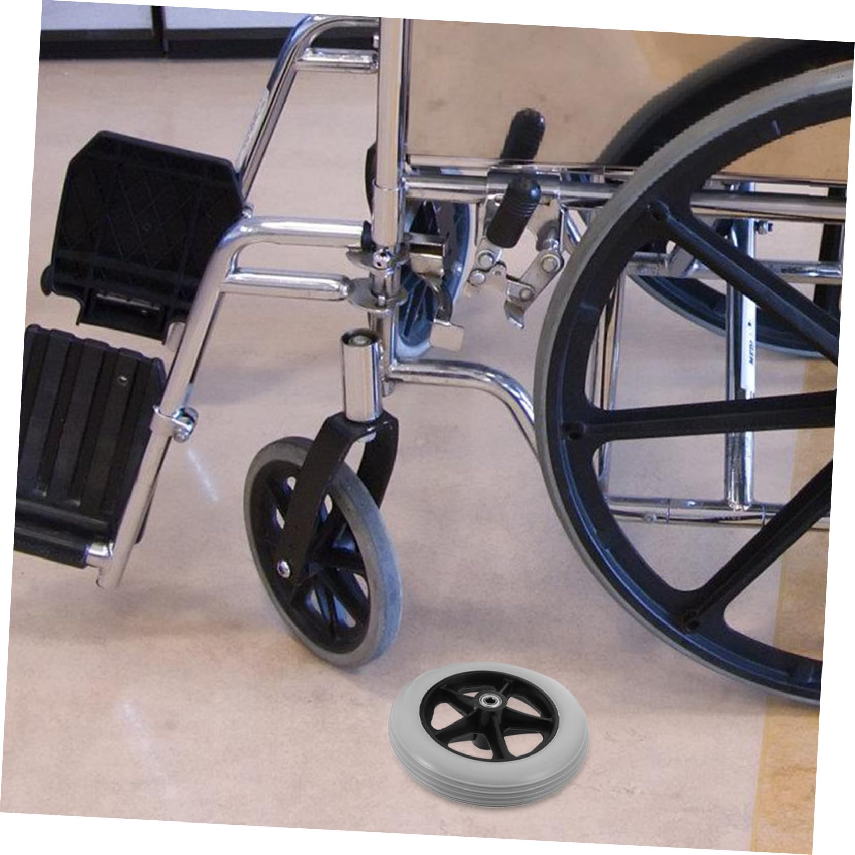 Gatuida Ruote Anteriori Solide da 8 Pollici per Sedia a Rotelle e Deambulatore, Rotelle di Ricambio in Plastica Resistenti All’usura per Carrelli della Spesa e Trolley, Set da 2 Pezzi