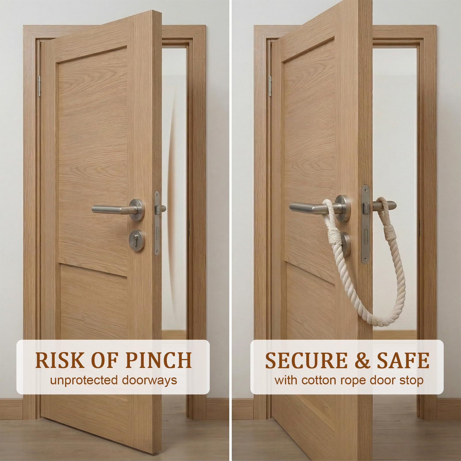 2 Piezas Topes de puerta con protección contra pinzas, protección de seguridad para puerta de bebé, cordón de puerta de algodón, para mascotas y niños — view 4