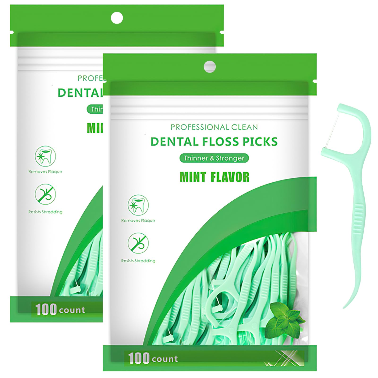 Hemiks 200 Pcs Dental Floss, Floss Sticks Dental Disposable Floss Picks 2 in 1 Dental Floss Toothpick Portable Dental Floss Stick for Teeth Cleaning
