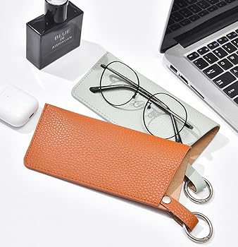 K Luxury Women's Eyeglass Case Leather Soft Holder Pocket