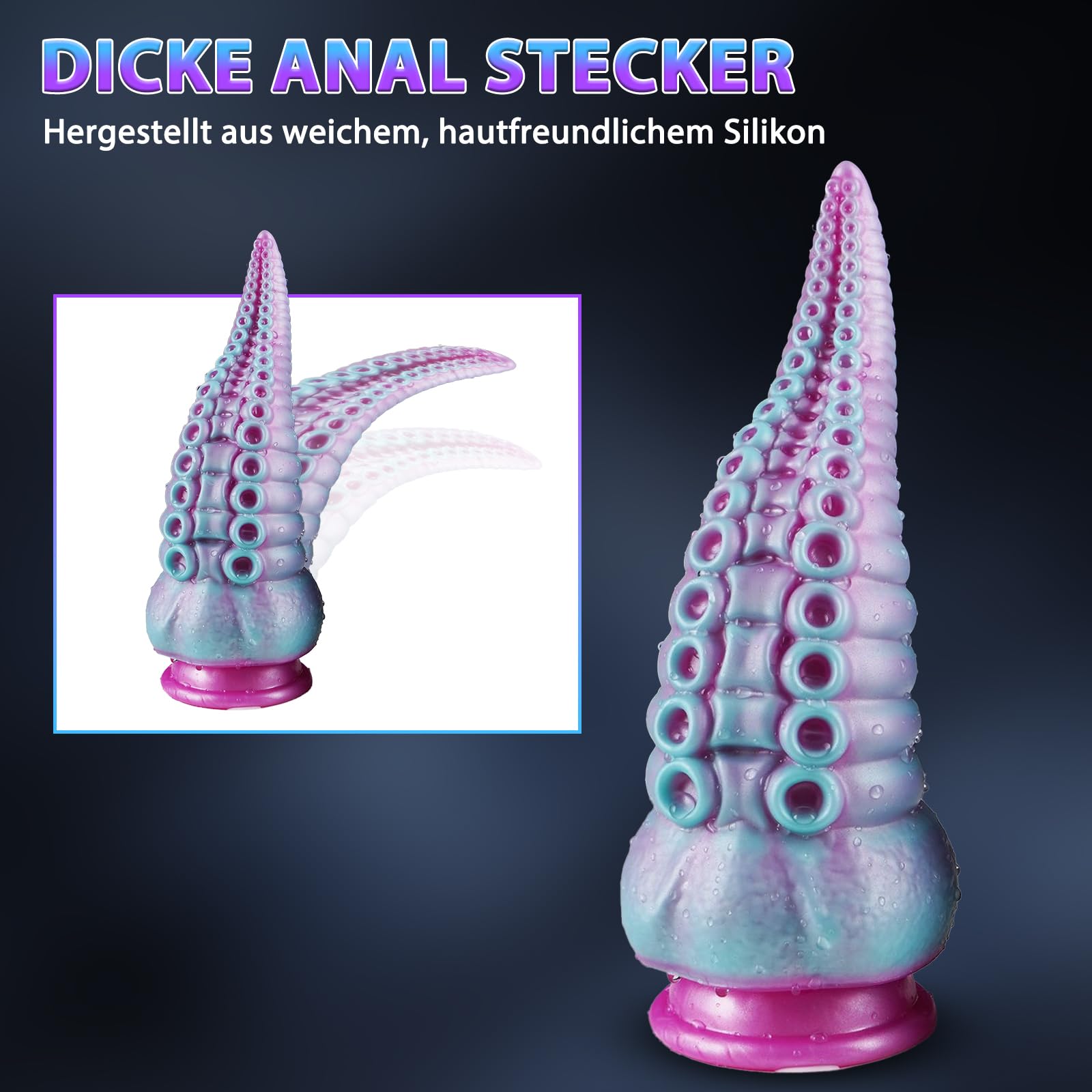 BDSMYEE Grande plug anale in silicone con ventosa, dildo anale a tentacoli, giocattolo sessuale per coppie, dildo anale allungatore a coda, giocattolo anale per donne e uomini, sesso estremo (S)