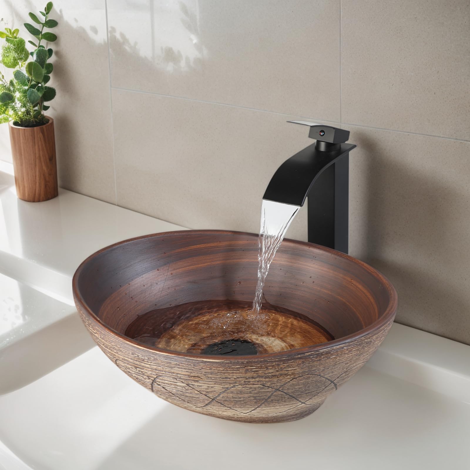 Kiciykc Ceramic Oval Bathroom Sinks 410x320x140mm