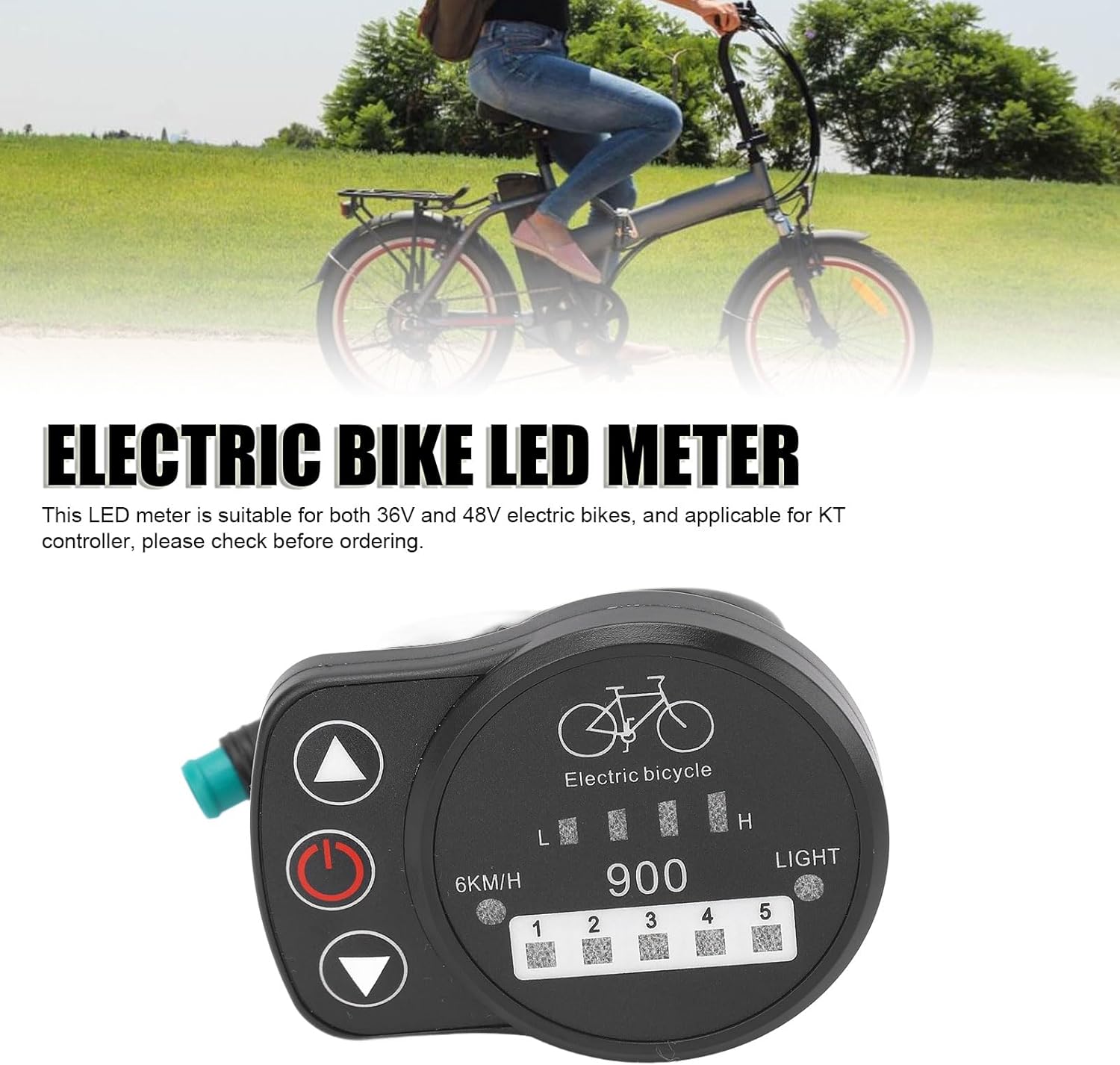 Close-up of the Tyenaza Ebike LED Display Meter showing its buttons and display area.