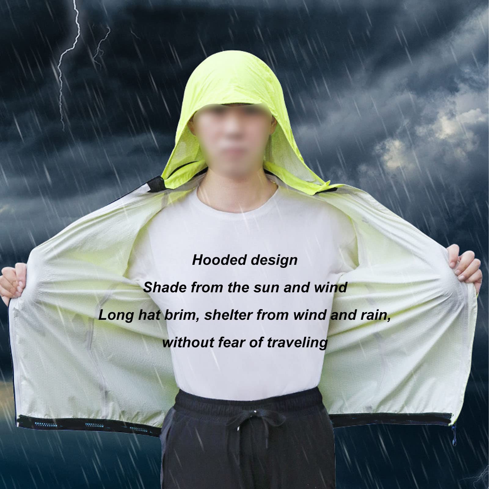Dilwe Chubasquero, Chubasquero Ligero para Ciclismo, Impermeable y Transpirable, Amarillo Fluorescente para Hombres y Mujeres que Viajan Al Trabajo (XL)