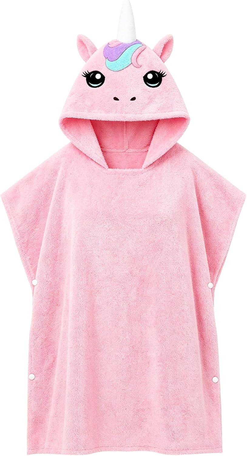 Girls Swim Cover Up Kids Hooded Terry Bathing Suit Coverup Snaps | Boys Girls Swim Cover Up Hooded Terry Snaps Closure Cute Unicorn Cat Crab Dinosaur Shark 2t 3t 4t 5t Size 6 7 8 9 10
