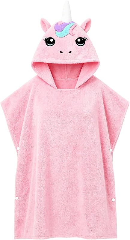 Girls Swim Cover Up Kids Hooded Terry Bathing Suit Coverup Snaps
