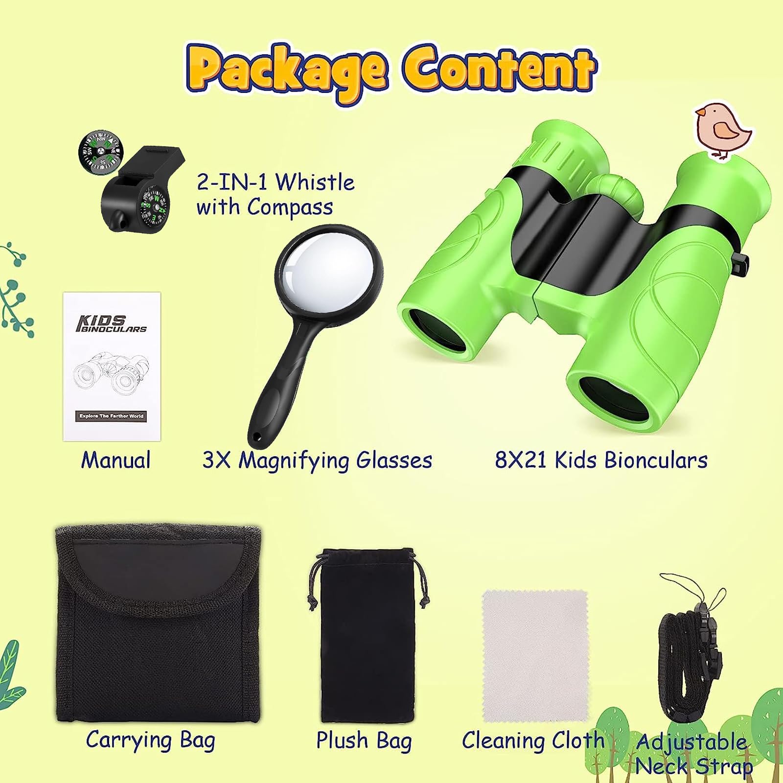 Dislocati Binocolo Bambini, Kit Esploratore 3-10 Anni, Regali 3-10 Anni, Lente Ingrandimento, Giochi Maschio, Bussola