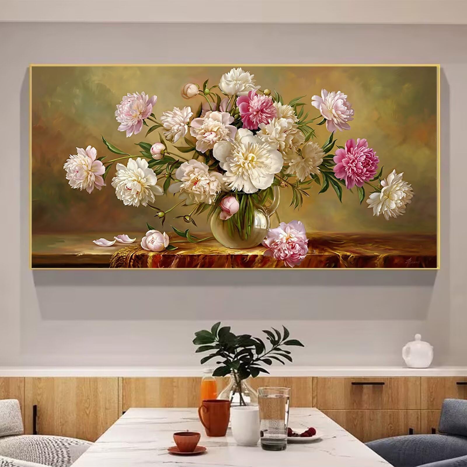 Diamond Painting Retro, Vase Diamond Painting Erwachsene, 5D Vollbohrer Diamanten Paint by Numbers, Kreatives für Erwachsene Mosaik Bastelset für Home Wand Deko, Geschenke für Frauen, 60x120cm,Cod-929