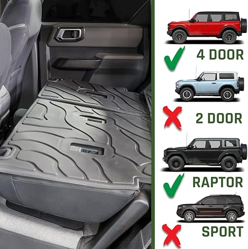 Miniatura 2 de IAG I-Line - Tapete protector de asiento trasero moldeado con patrón de TPE para Ford Bronco de 4 puertas 2021+ (no deportivo)