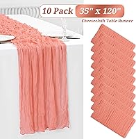 Vista 336 de Showgeous 10 Pack Baby Pink Cheesecloth Table Runner 10FT Long Semi-Sheer Gauze Table Runner Boho or Rustic Wedding Decor for Wedding Decor Arch