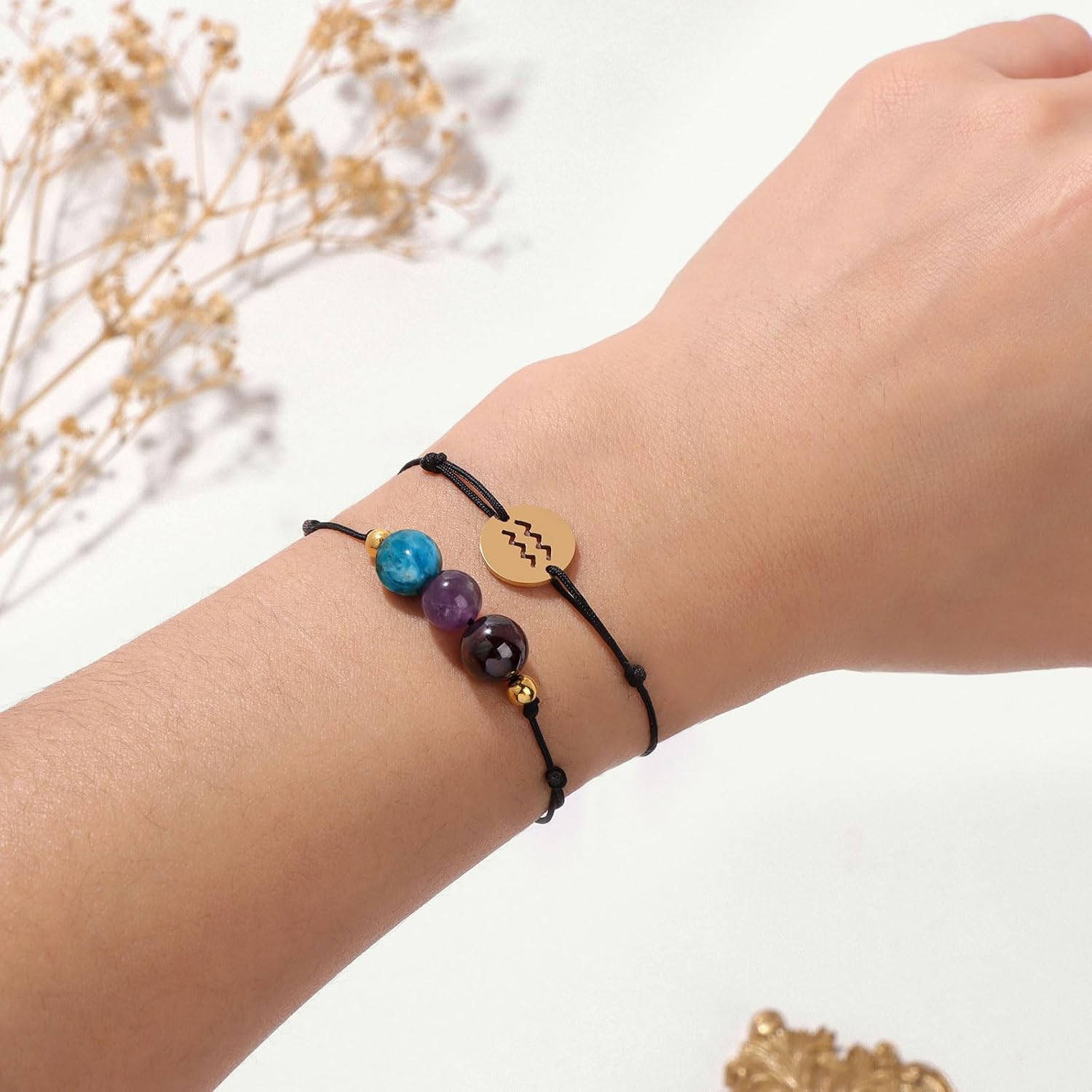 Zodiac Birthstone Bracelet for Women 8mm Natural Stone Bracelet Healing Crystals Jewelry Birthday Gift - Image 3