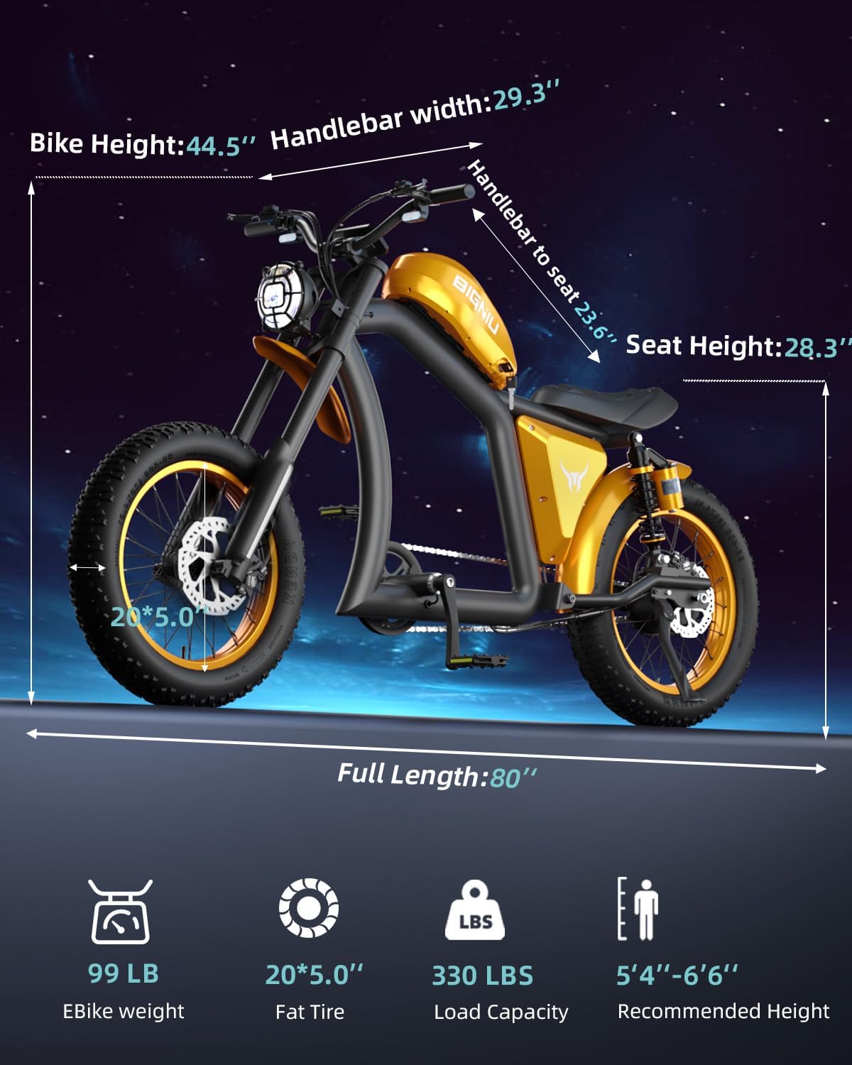 BIGNIU BG-X Electric Bike for Adults 1500W Brushless Motor with 48V/31.5Ah Battery, 34+ MPH Up to 40 Miles Range 20" *5" Fat TireFront/Rear Turn Signal, Dual Suspension
