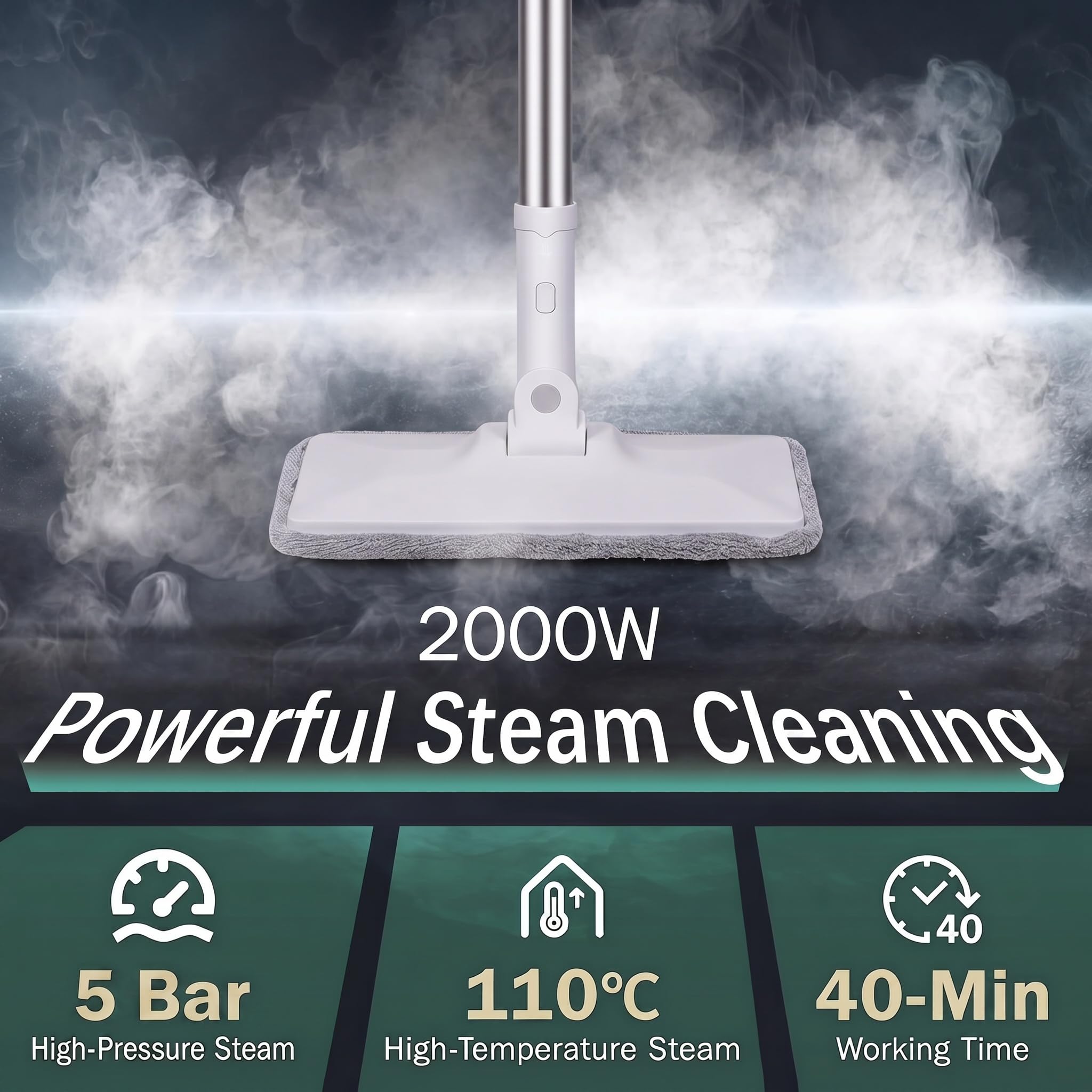 Vaporeta Limpiador a Vapor 2000W 5bar Máquina de Vapor para Cocinas, Azulejos
