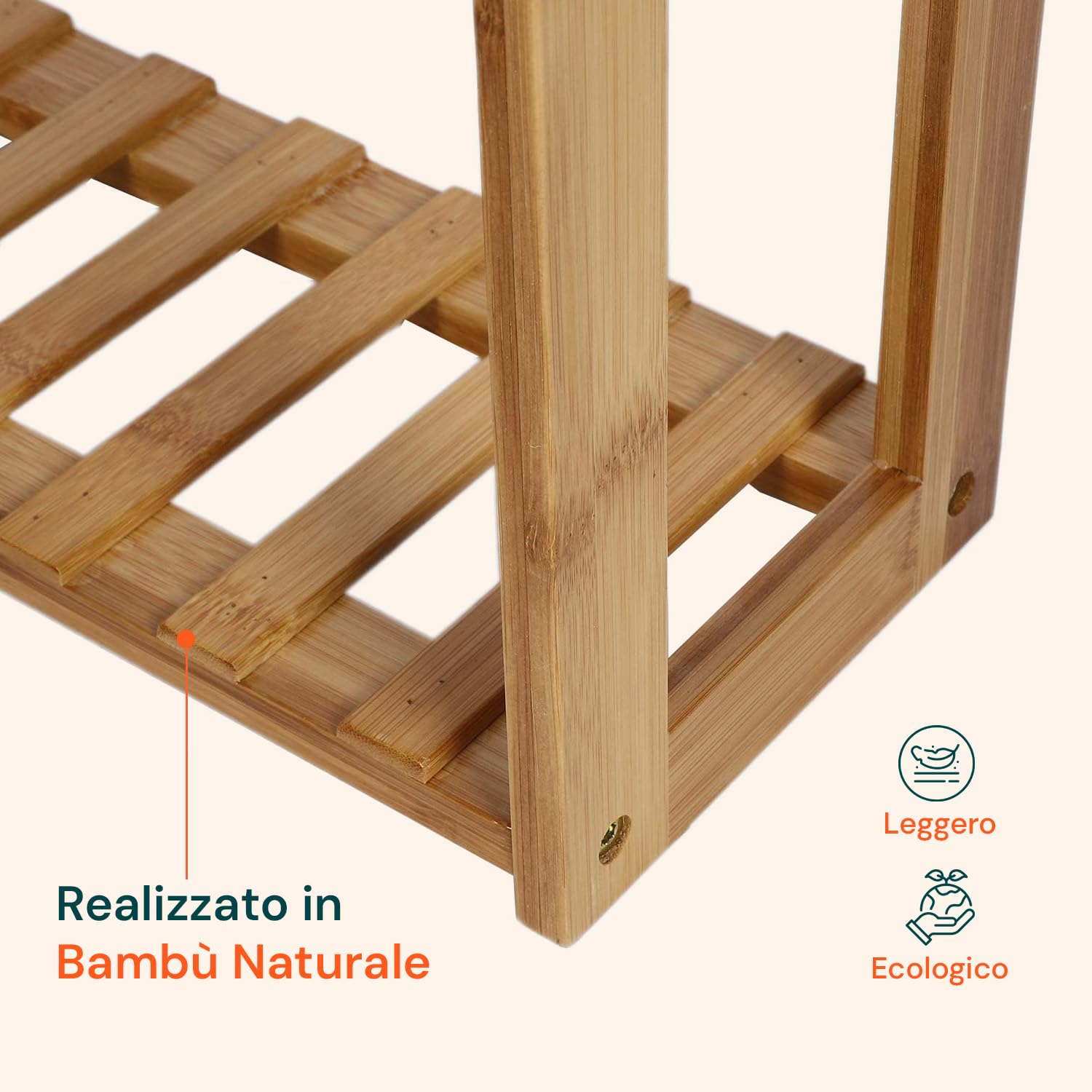 Avilia Scaffale Bambù 3 Ripiani 42x18x53cm – Organizer Multiuso Salvaspazio, Capacità 20kg – Scaffale Stabile ed Ecologico, Facile da Montare – per Bagno, Cucina o Ufficio