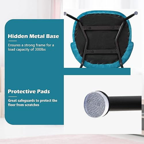 Miniatura 5 de Giantex Juego de 2 sillas de comedor modernas de terciopelo  Cómoda silla de escritorio para sala de estar, dormitorio, sillas de comedor tapizadas