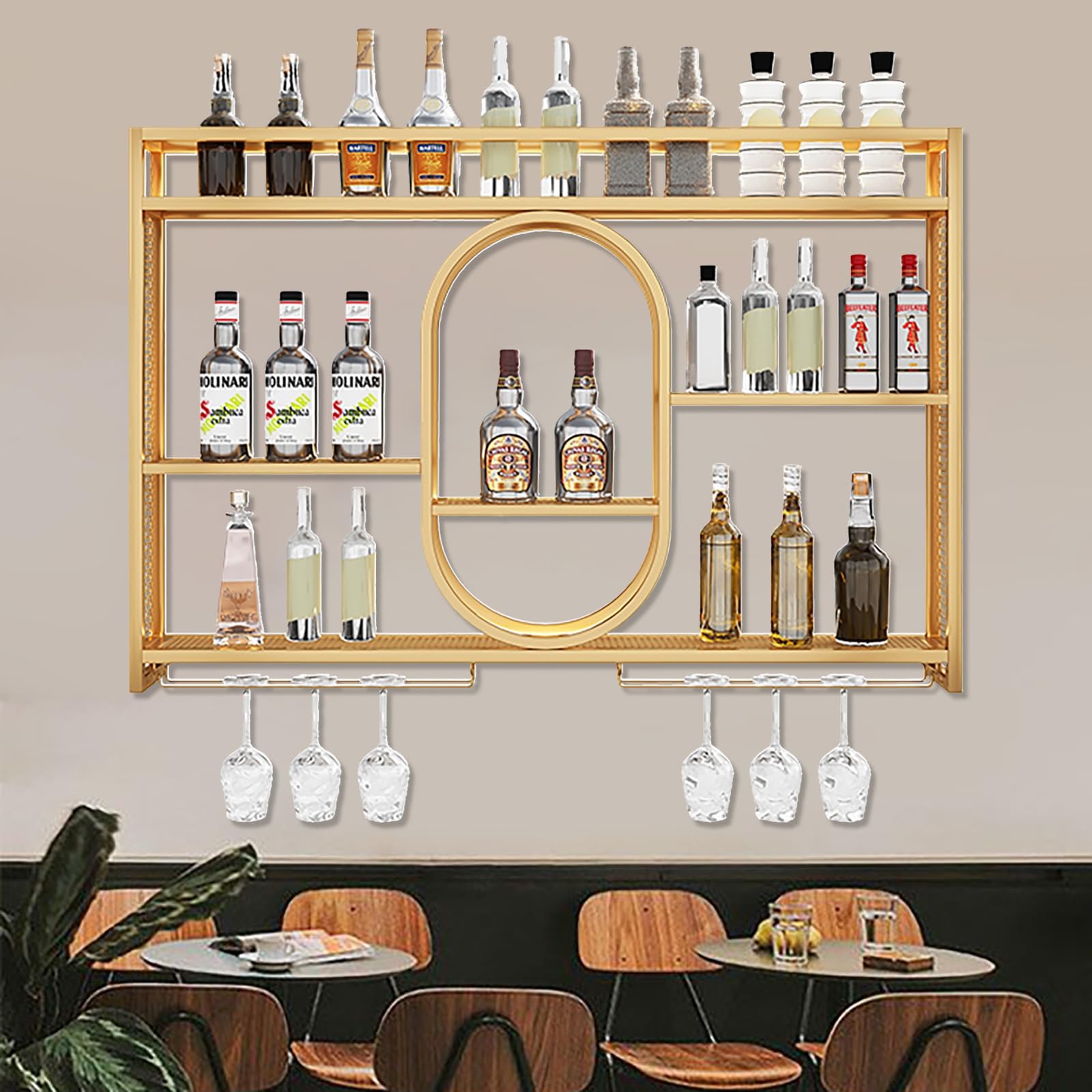 Étagère à vin avec lumières LED pour bar de salon moderne