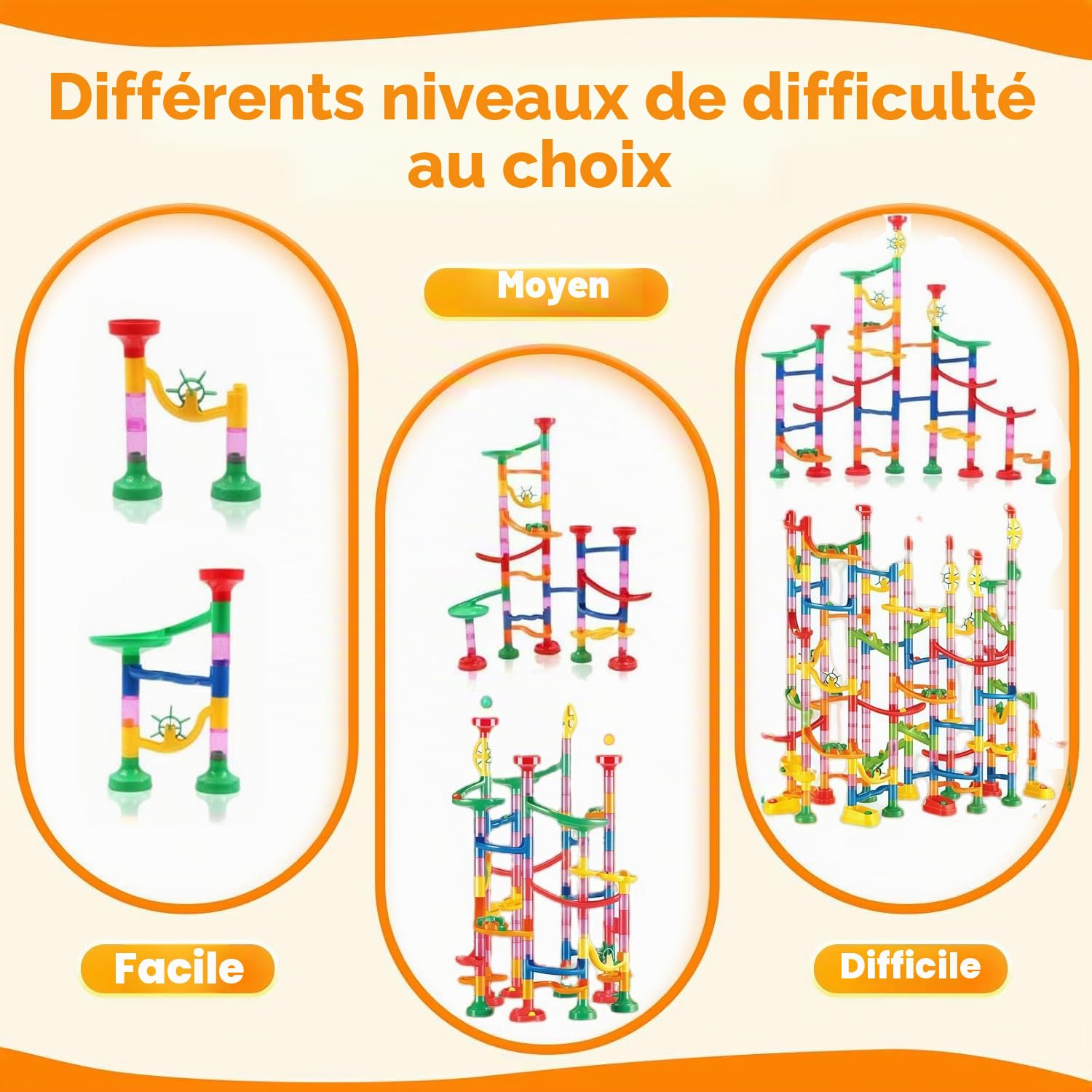 Circuit à billes, 232 pièces, à partir de 3 ans, jouet éducatif STEM, pour garçons et filles, anniversaire, Noël, vacances