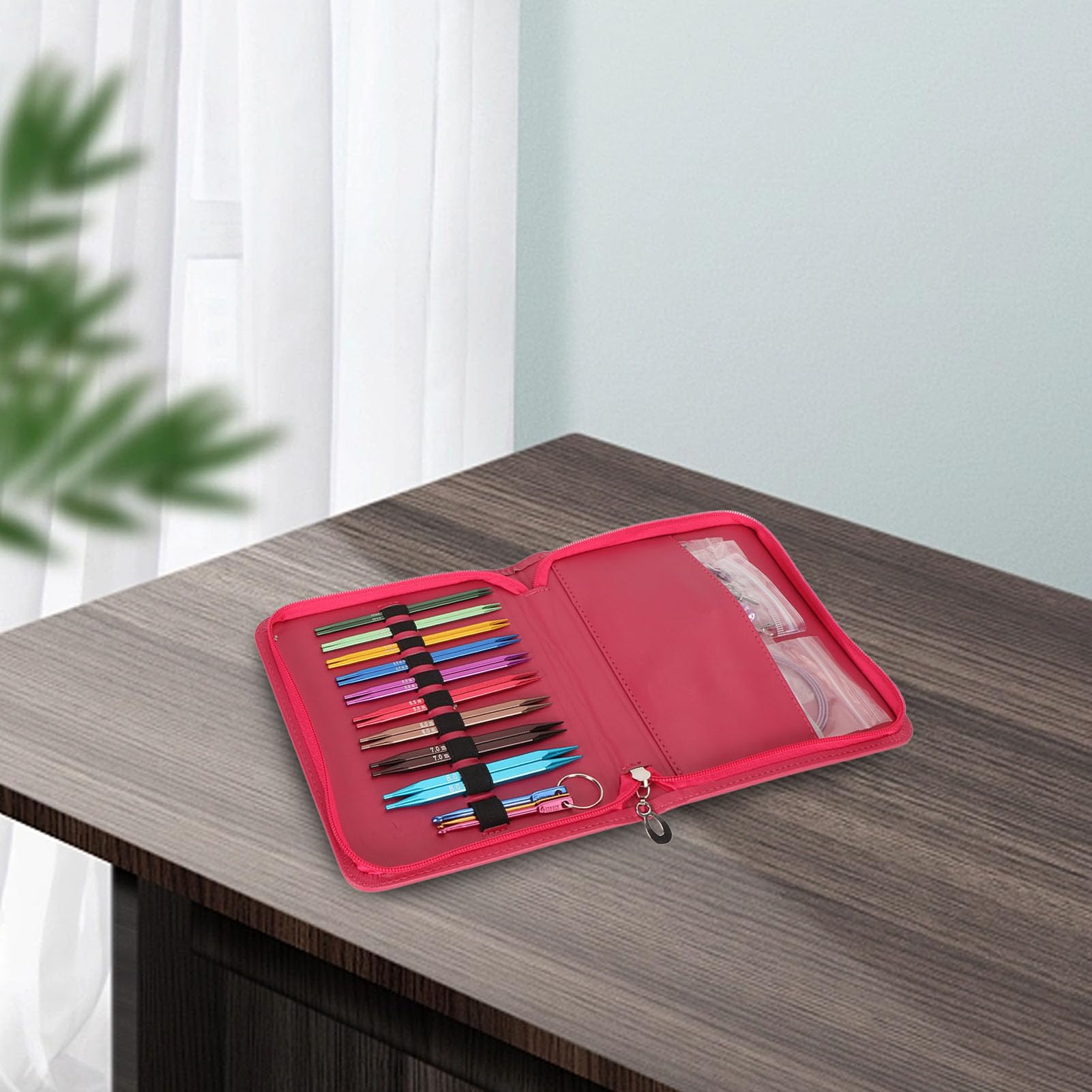 Qudinip Juego de Agujas de Tejer Circulares Intercambiables Diseño Ergonómico para Tejer Fácilmente Cómodo para Amantes de las Manualidades Aluminio 9 Pares