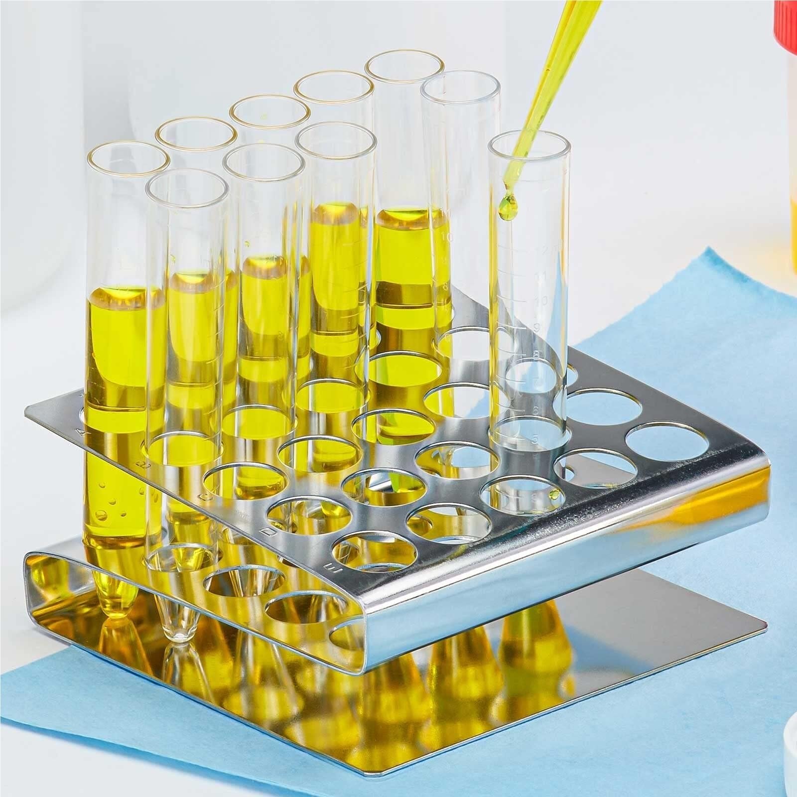 Acryl-Prüfrohrstahl, Silbernes Edelstahl-Reagenzglasgestell, Z-förmiger Ständer, 16/17-mm-Röhrchen, 25 Löcher, 4,5 x, 1, Zoll