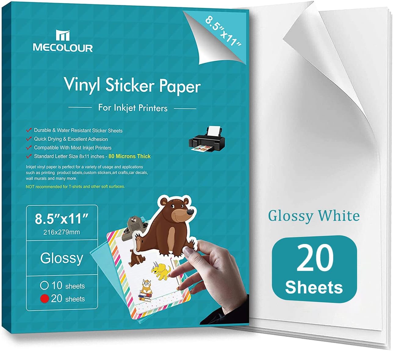 Amazon.com : Koala Vinyl Sticker Paper for Inkjet Printer - Printable ...
