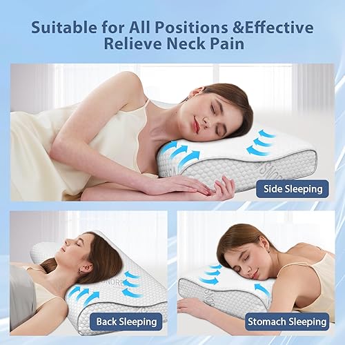 Miniatura 2 de Almohadas de espuma viscoelástica  Almohada cervical para aliviar el dolor, almohada ergonómica para dormir de lado para dormir, almohadas