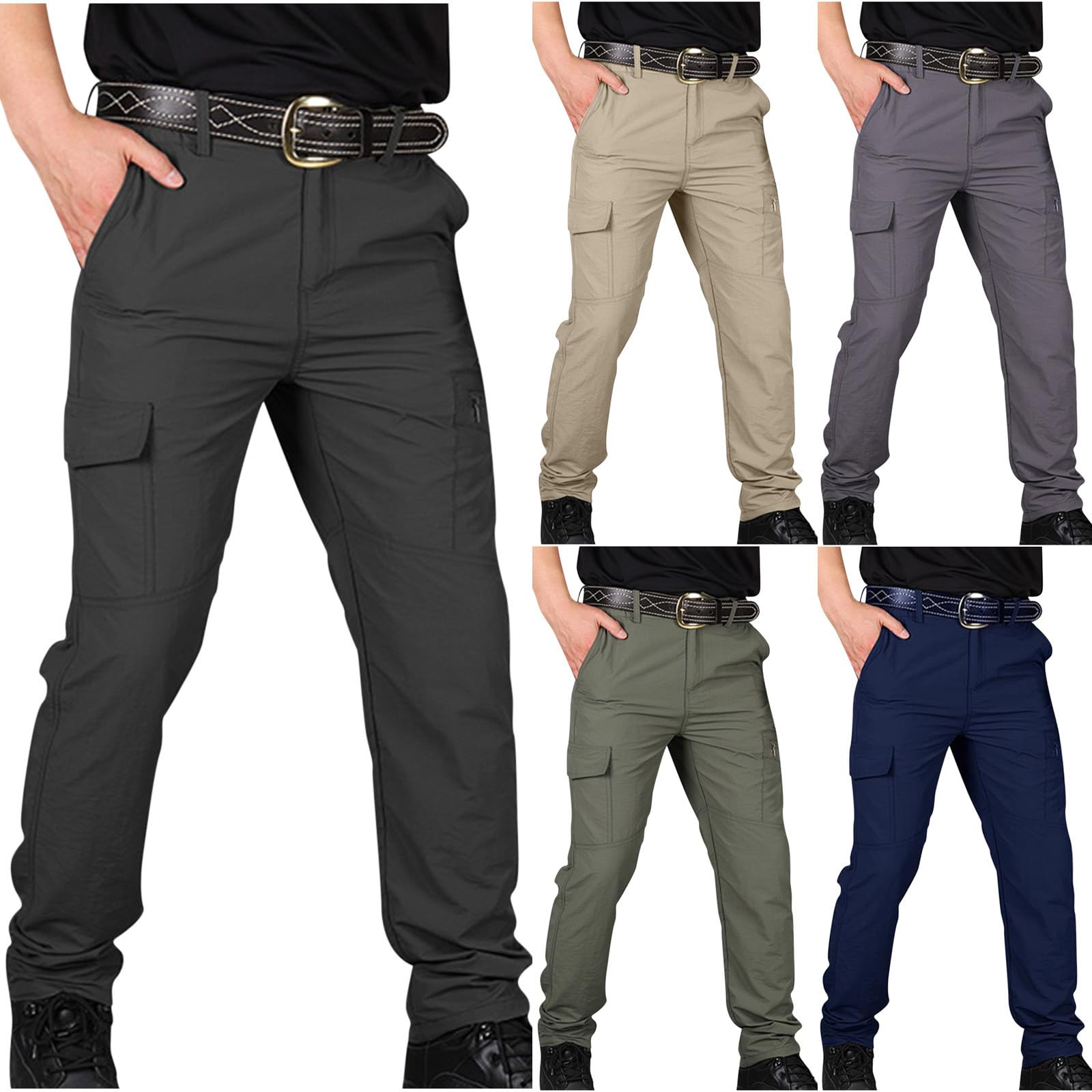 bmkBWO Cargo Pants for Men Work High Waisted Lightweight Outdoor Hiking Pants Plus Size Tactical Trousers with Pockets