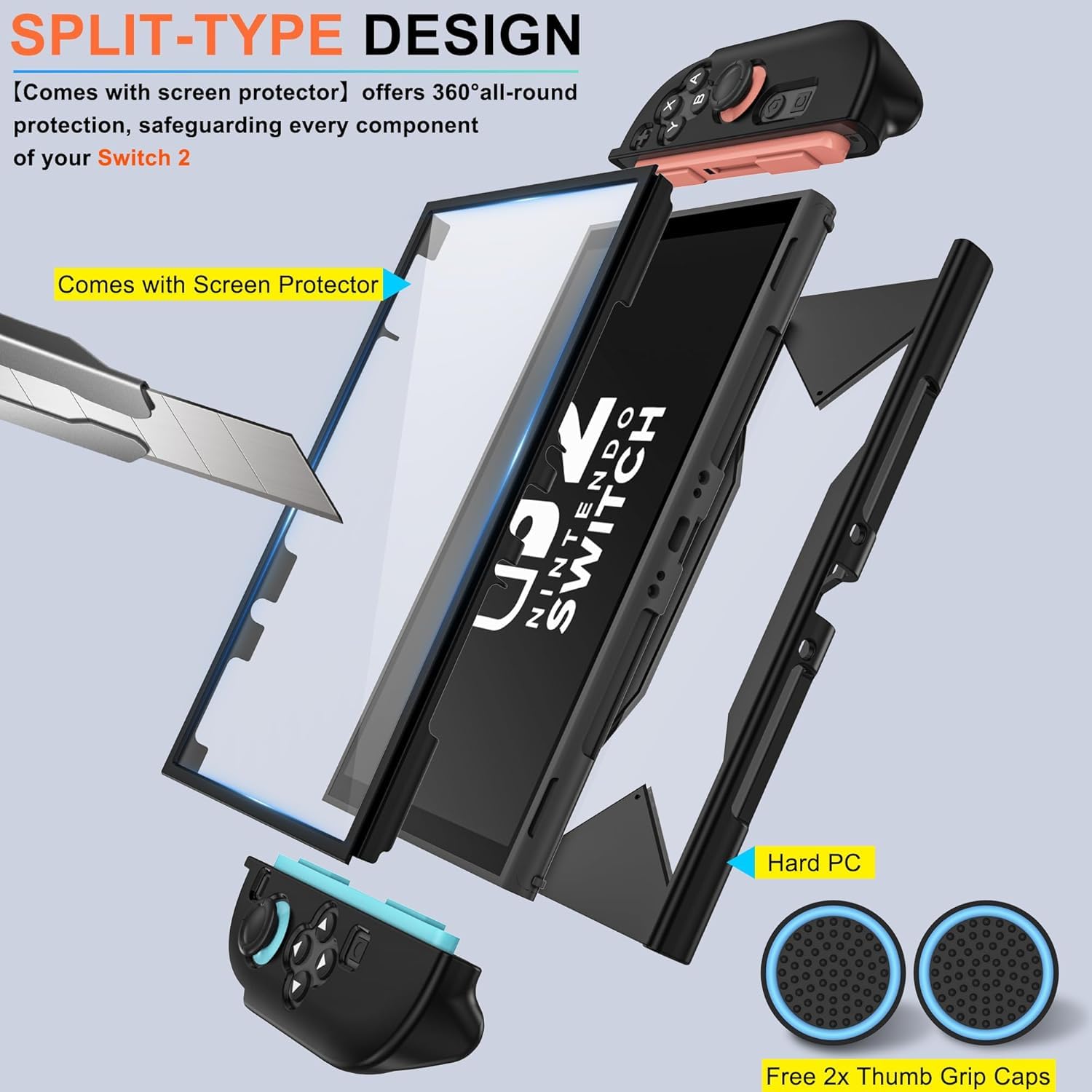 Switch Contrllers Built In Snapklik.com : For Nintendo Switch 2 Case 2025 Built-in Screen & Lag ...