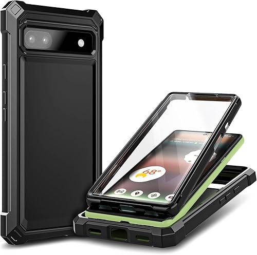 NZND Funda compatible con Google Pixel 6A 5G (2022) con protector de pantalla integrado, funda protectora de cuerpo completo a prueba de golpes,