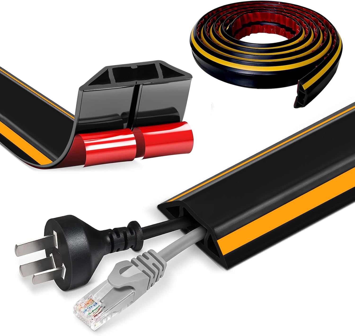 Flexibler Klein Kabelkanal, Selbstklebend Boden Kabelbrücke,5Meter