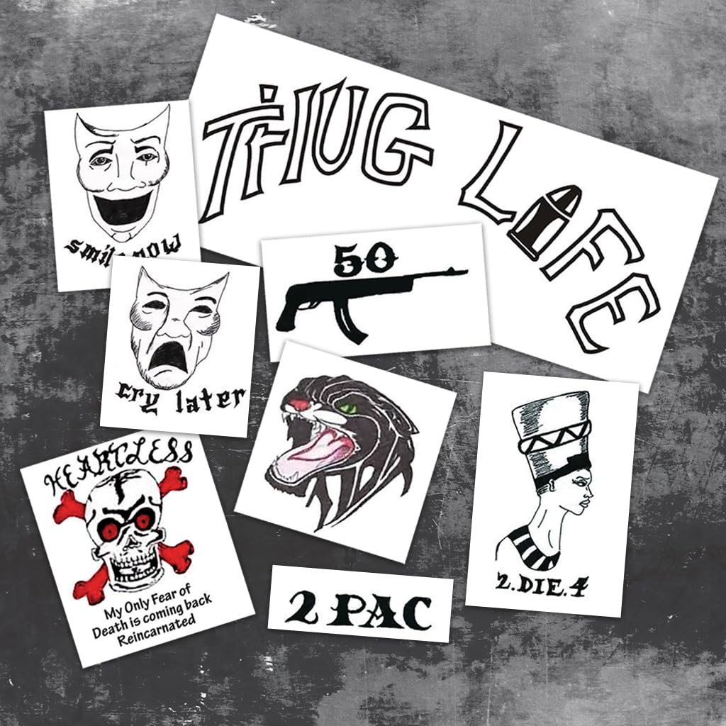 Thug Life Celebrity Rapper Temporary Tattoos Skin Saf vrogue.co