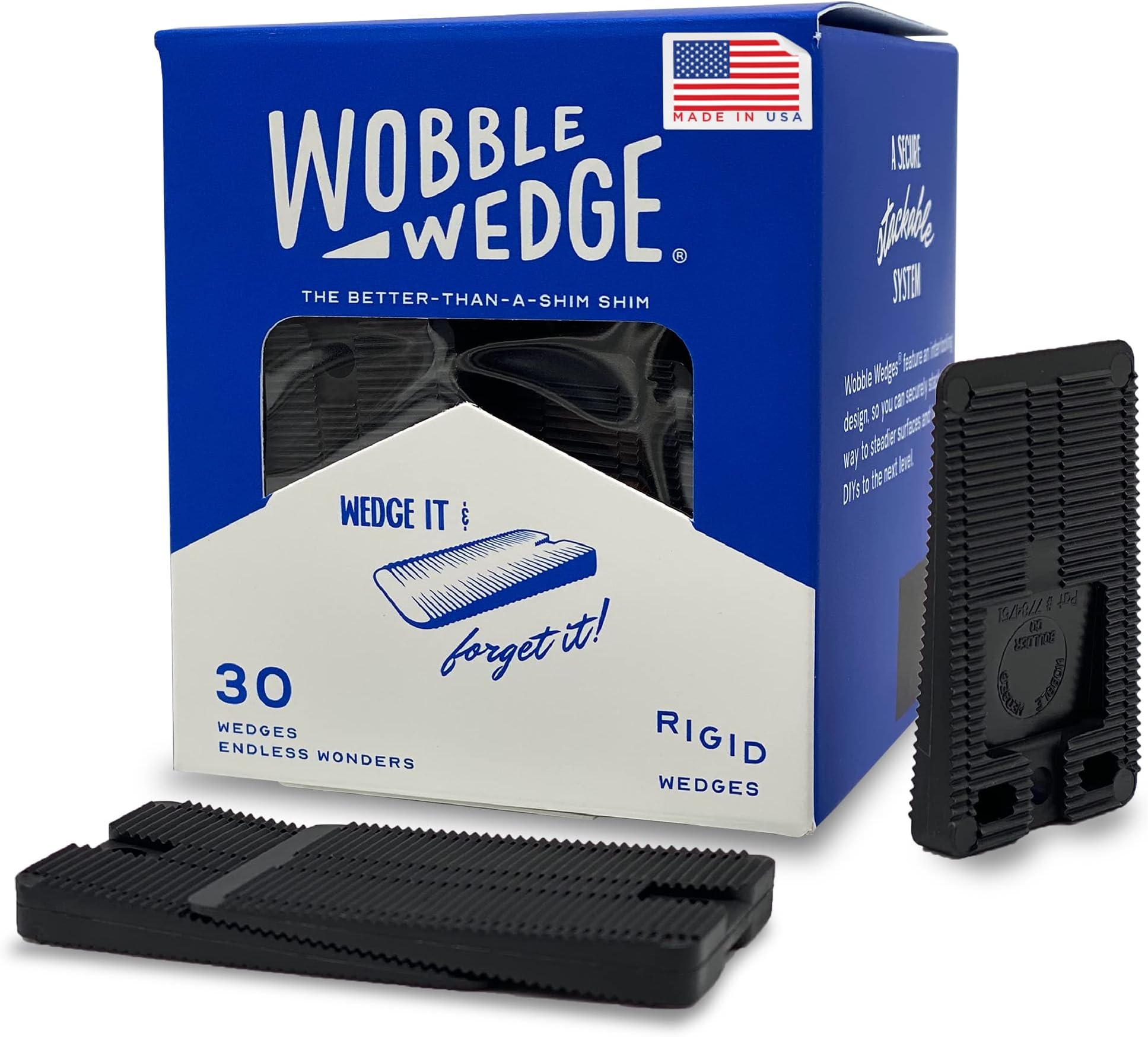 Wobble Wedge Hard Black Restaurant Table Shims, Pack of 30