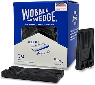 Wobble Wedges Rigid Plastic Shims, 30 Pack - MADE IN USA - Multi-Purpose Shim Wedges for Home Improvement & Work - Plastic Wedge, Table Shims, Toilet Shims, Furniture Levelers, & Leveling Feet - Black