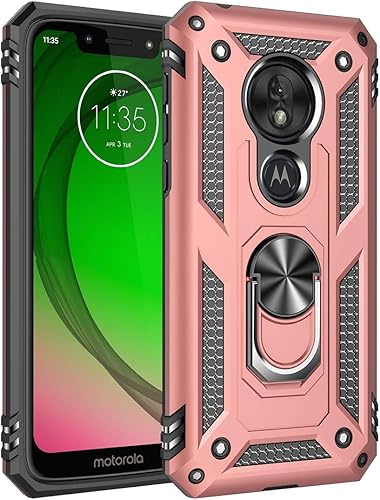 Miniatura 3 de Funda para Moto G7 PlayMoto G7 Optimo (XT1952DL), grado militar, anillo de metal, soporte magnético, funda de armadura resistente para Motorola Moto